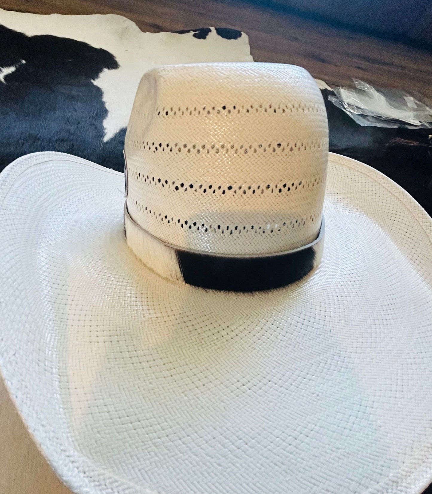 Cowhide Hat Band - Black & White