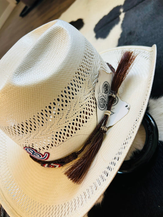 Horsehair Beaded Hat Band - Red Roan